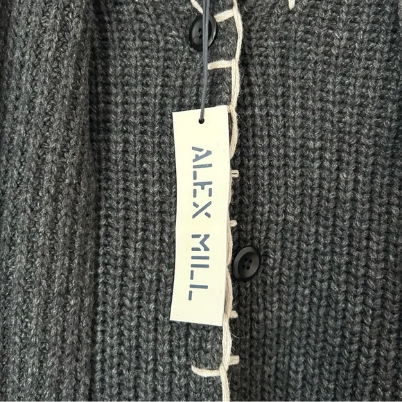 NWT Alex Mill Marleybone Sweater Jacket with Scarf in Charcoal